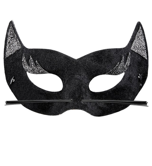 Schwarze Samt-Augenmaske im Panther-Design für Fasnacht