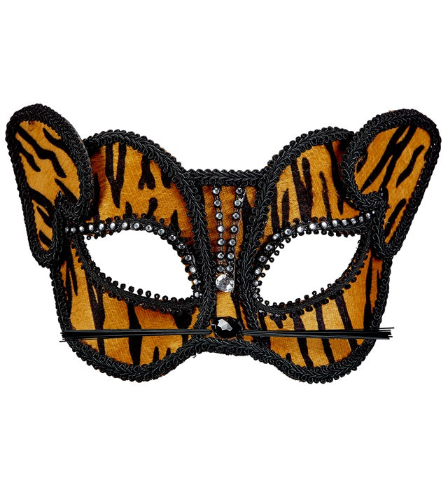Tigeraugenmaske mit funkelnden Strasssteinen für Fasnacht und Karneval