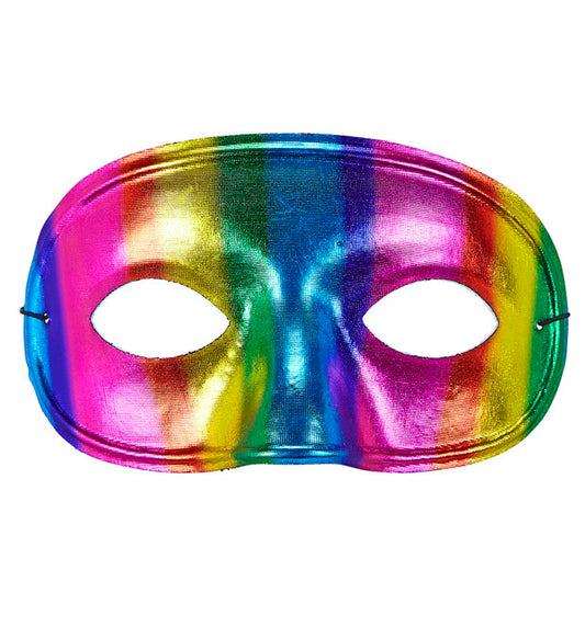 Metallfarbene Augenmaske mit Regenbogenfarben für Fasnacht und Karneval