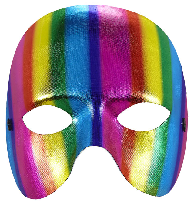 Metallfarbene Unisex-Maske ohne Kinn in Regenbogenfarben für Fasnacht