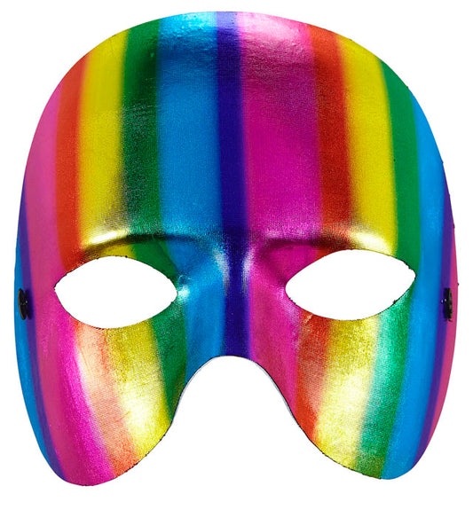 Metallfarbene Unisex-Maske ohne Kinn in Regenbogenfarben für Fasnacht