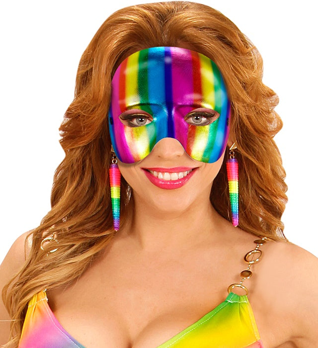 Metallfarbene Unisex-Maske ohne Kinn in Regenbogenfarben für Fasnacht