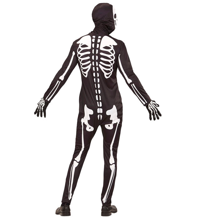 Skelett-Kostüm mit Overall, Maske und Handschuhen für Fasnacht und Halloween