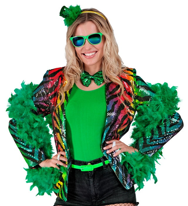 Grüne Federboa 1,80 Meter lang als Fasnacht und Karneval Kostümzubehör