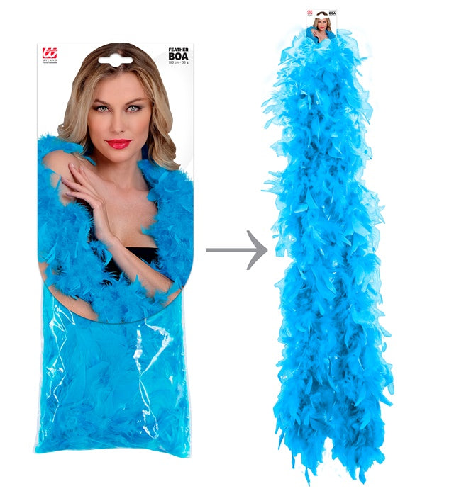 Türkise Federboa 1,80 Meter als Kostümaccessoire für Fasnacht und Karneval