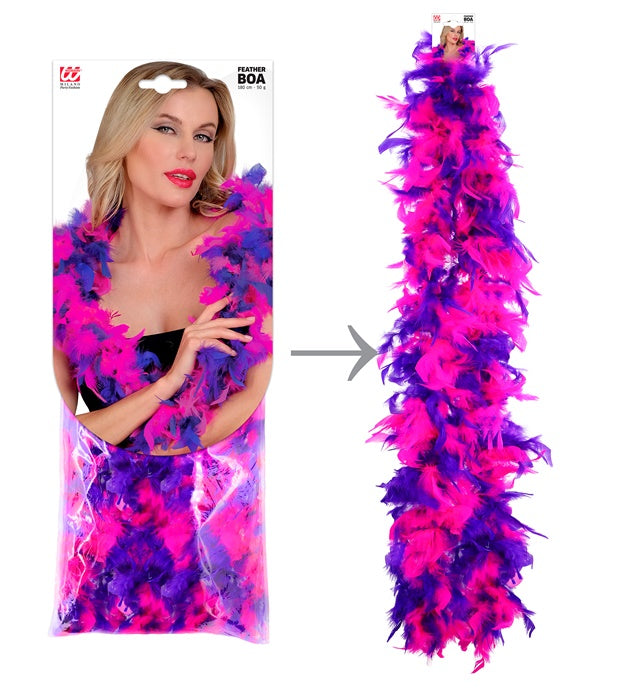 Zweifarbige Federboa in Violett und Pink, 1,80 Meter lang