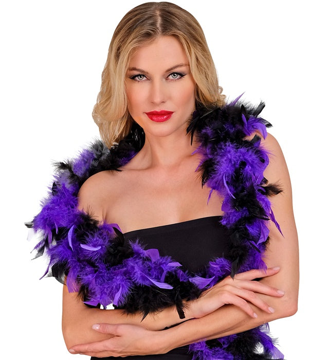 Zweifarbige Federboa in Violett und Schwarz, 1,80 Meter lang