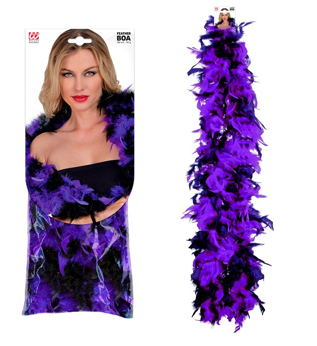 Zweifarbige Federboa in Violett und Schwarz, 1,80 Meter lang