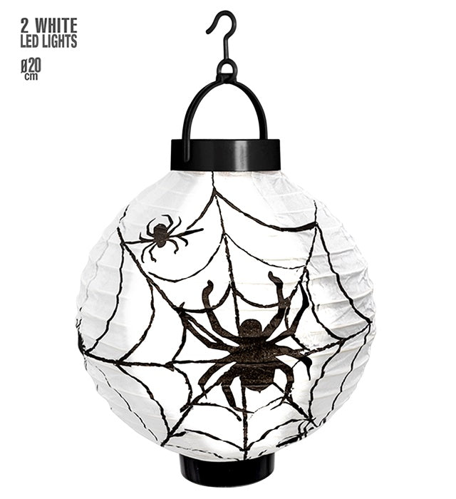LED Spinnennetz Lampion 20 cm beleuchtet für Fasnacht und Halloween Dekoration