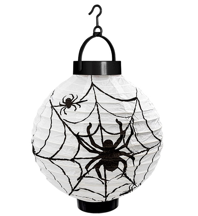 LED Spinnennetz Lampion 20 cm beleuchtet für Fasnacht und Halloween Dekoration