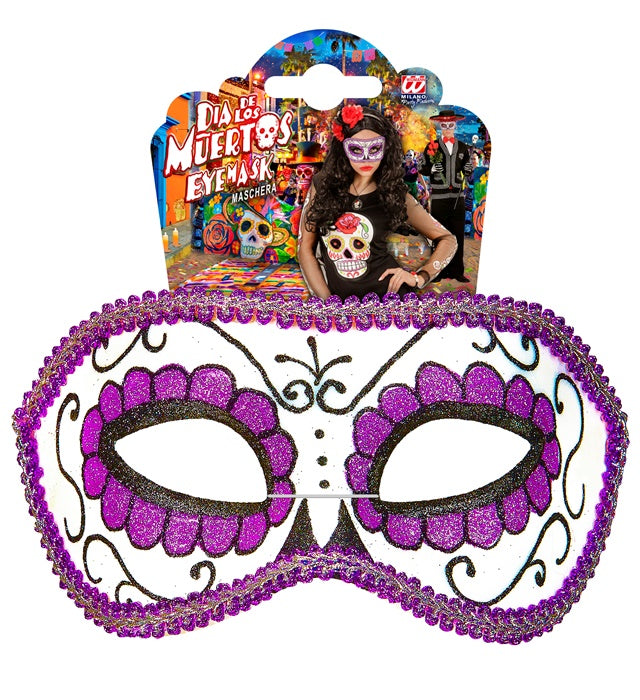 Unisex Augenmaske im Dia de los Muertos Stil in Schwarz und Lila