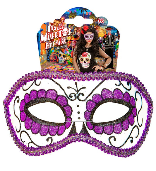 Unisex Augenmaske im Dia de los Muertos Stil in Schwarz und Lila