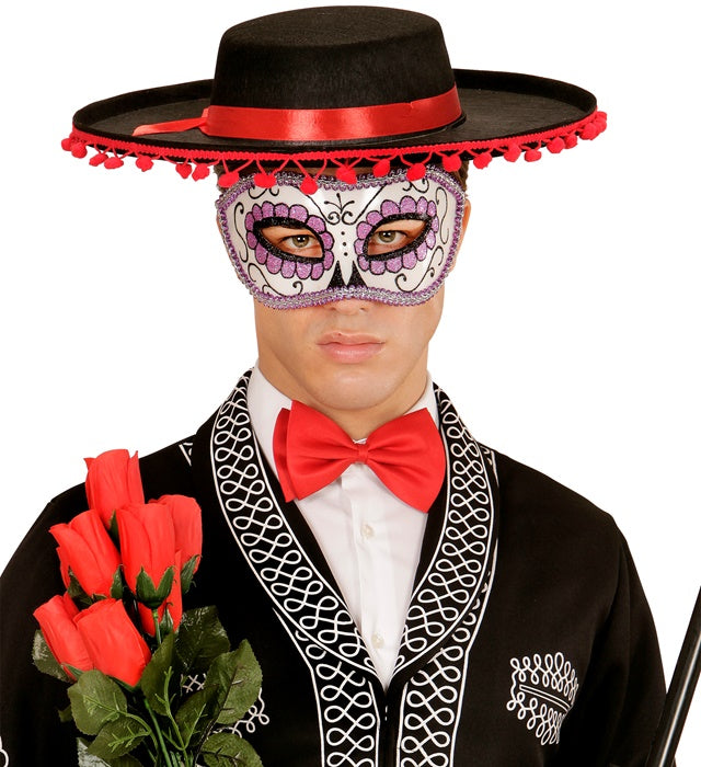 Unisex Augenmaske im Dia de los Muertos Stil in Schwarz und Lila