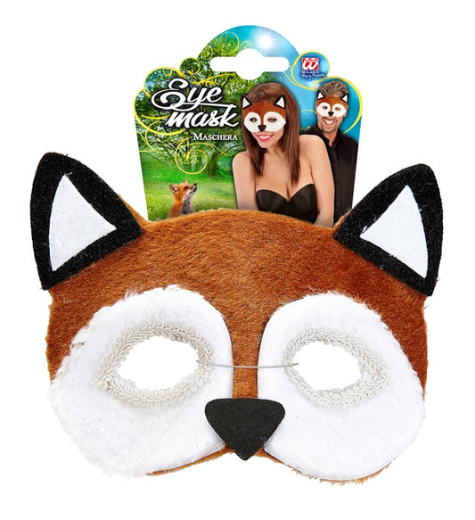 Plüschige Augenmaske in Form eines Fuchsgesichts mit elastischem Band
