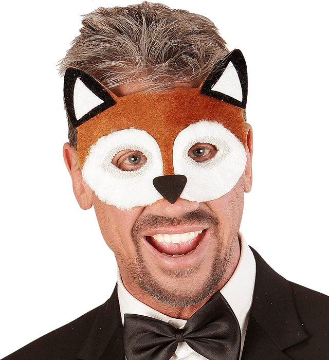 Plüschige Augenmaske in Form eines Fuchsgesichts mit elastischem Band