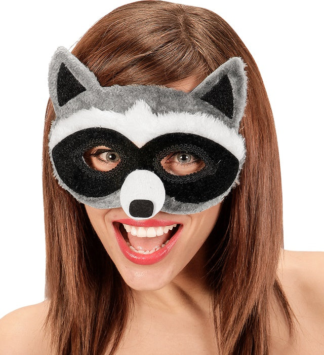 Plüsch-Augenmaske im Waschbär-Design für Fasnacht und Karneval