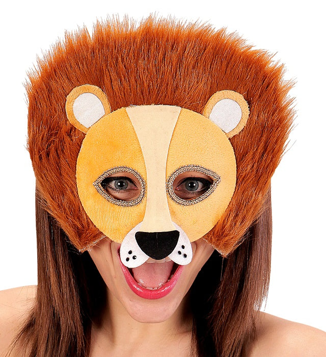 Plüschlöwen Augenmaske aus weichem Material für Fasnacht und Karneval