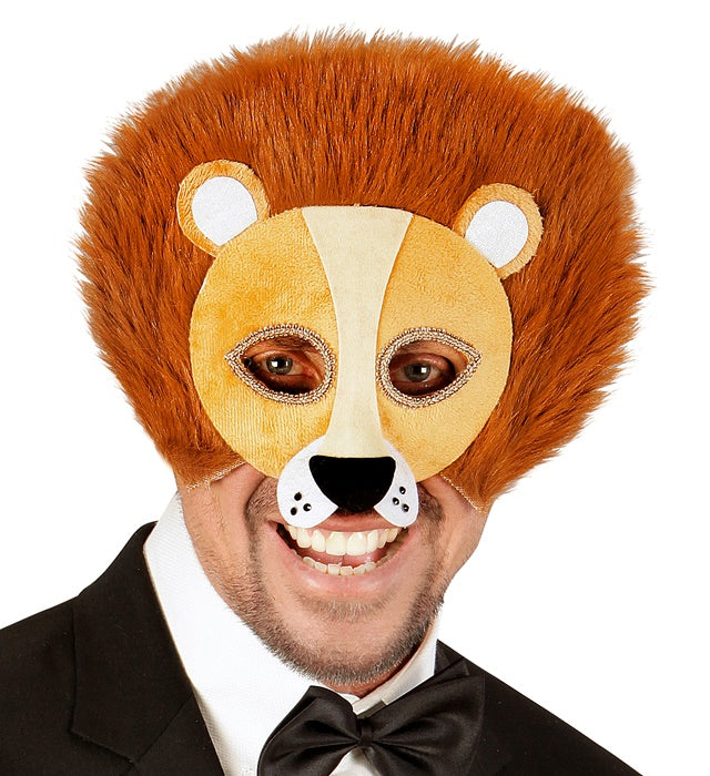Plüschlöwen Augenmaske aus weichem Material für Fasnacht und Karneval