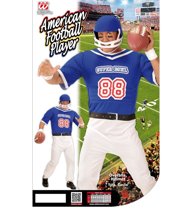 American Football Spieler Kostüm mit Helm und Overall für Fasnacht