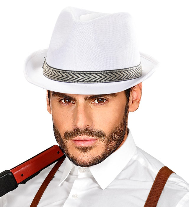 Weisser Fedora Panama Hut für Fasnacht und Mottopartys