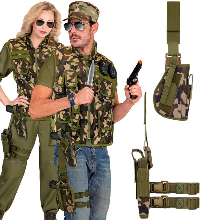 Taktisches Camouflage Holster für das rechte Bein mit verstellbarem Gurt