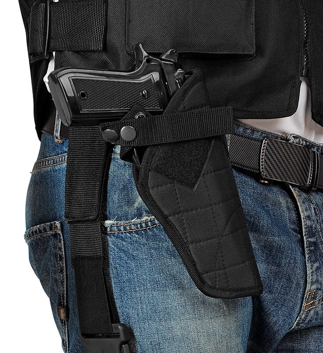 Schwarzes taktisches Holster als Fasnacht-Accessoire