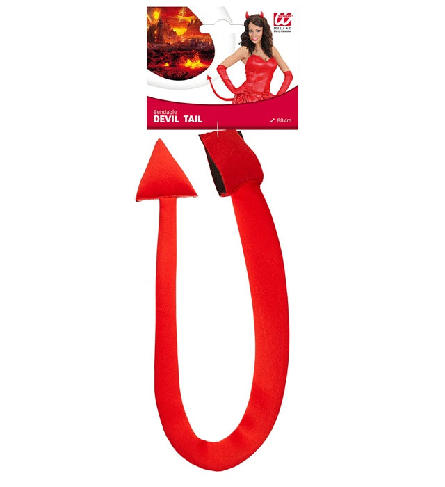 Modellierbarer roter Teufelsschwanz 88 cm als Fasnacht- und Halloween-Kostümzubehör