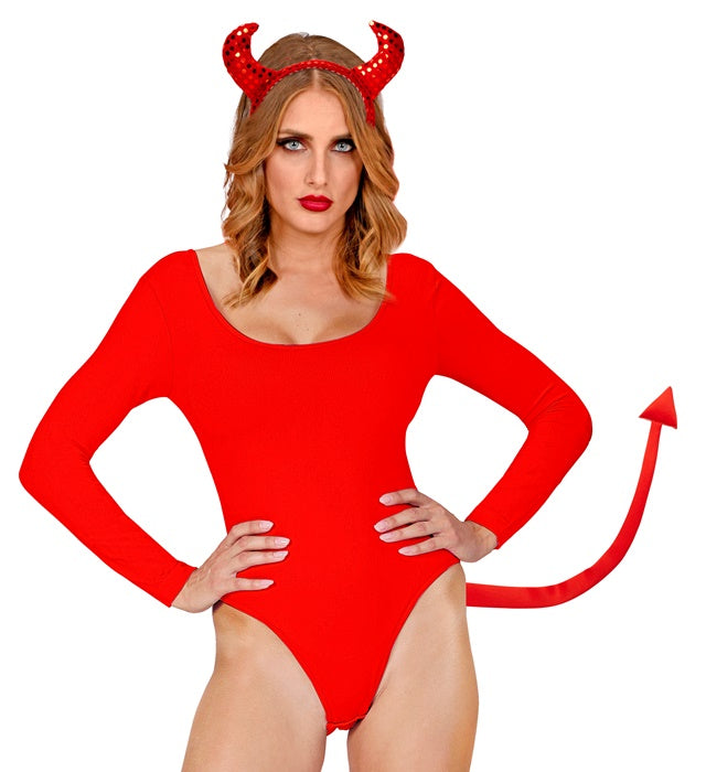 Modellierbarer roter Teufelsschwanz 88 cm als Fasnacht- und Halloween-Kostümzubehör