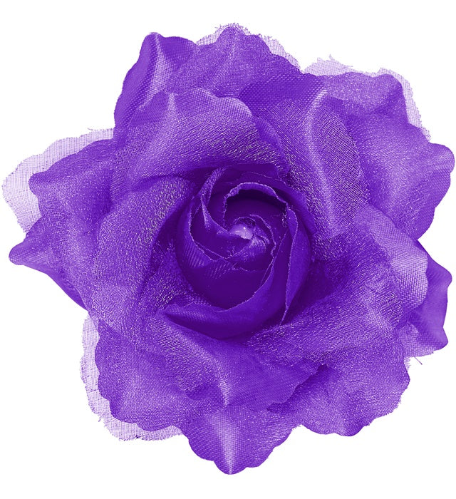 Haarspange mit violetter Rosenblüte als Fasnacht und Halloween Accessoire