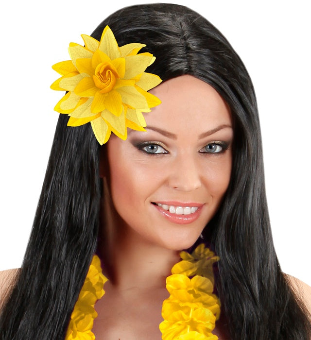 Haarspange mit gelber Blume als Fasnacht Accessoire