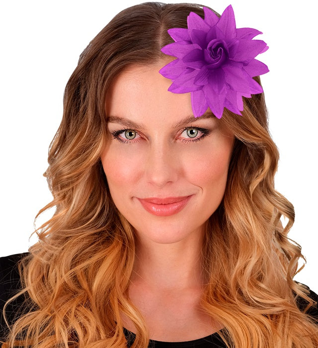 Haarspange mit violetter Blume als festliches Haaraccessoire