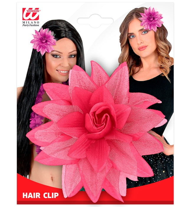 Haarspange mit pinker Blume als festliches Haaraccessoire