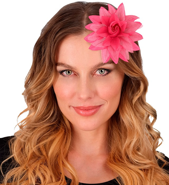 Haarspange mit pinker Blume als festliches Haaraccessoire