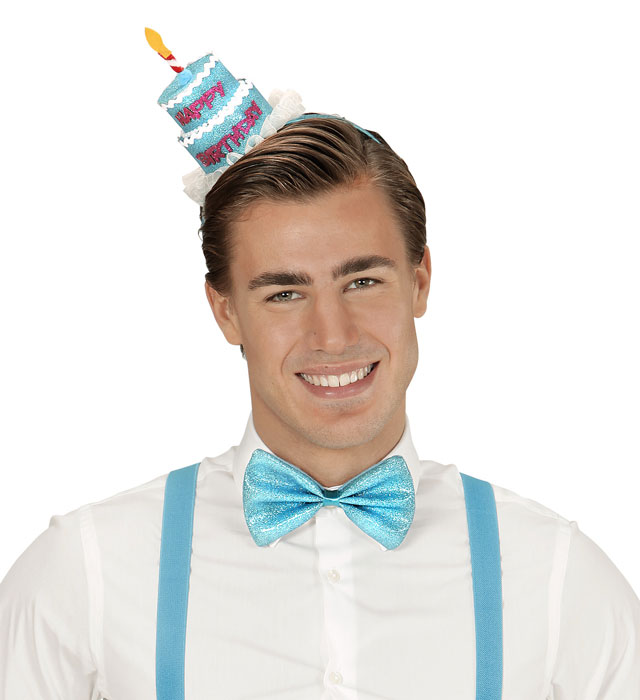 Kinder Haarreif mit Geburtstagskuchen und Happy Birthday Schrift in verschiedenen Farben