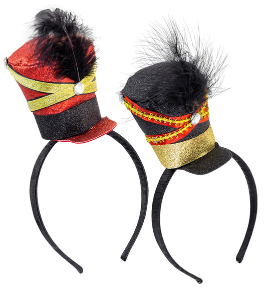 Minihut Majorette mit Juwel und Federn in zwei Farben für Fasnacht und Karneval