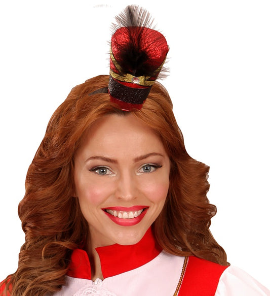 Minihut Majorette mit Juwel und Federn in zwei Farben für Fasnacht und Karneval