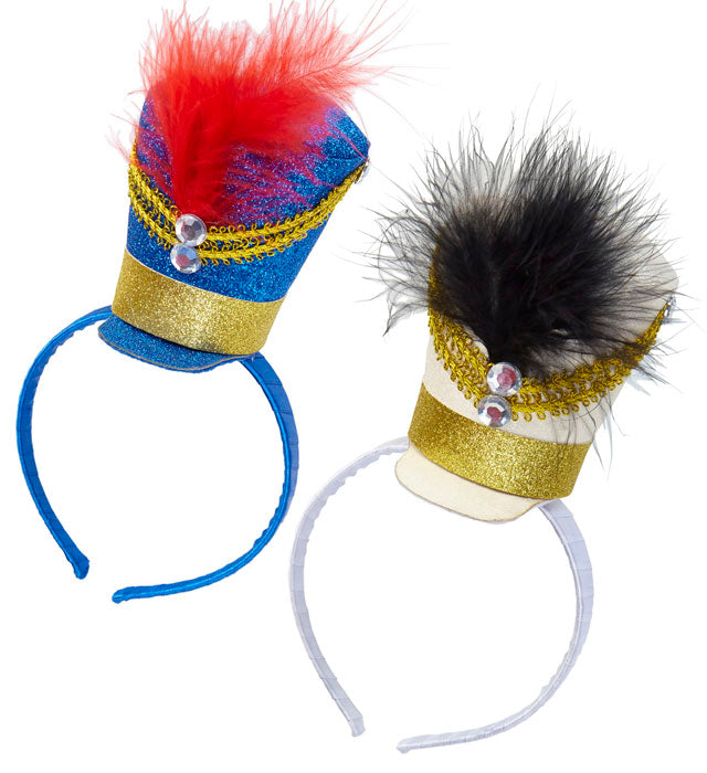 Minihut Majorette mit Juwel und Federn in zwei Farben für Fasnacht