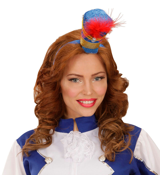 Minihut Majorette mit Juwel und Federn in zwei Farben für Fasnacht