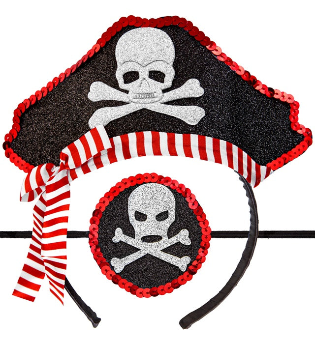 Kleiner Piratenhut mit schwarzer Augenklappe für Kinder