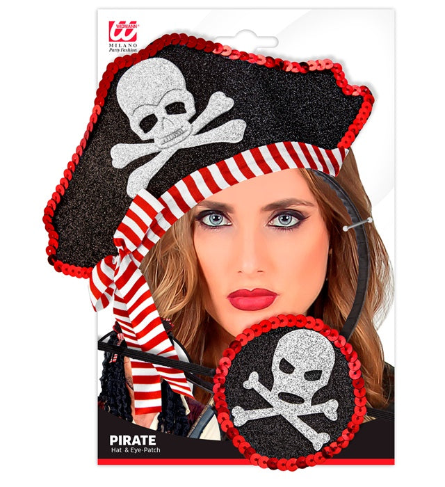 Kleiner Piratenhut mit schwarzer Augenklappe für Kinder