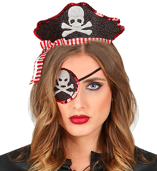 Kleiner Piratenhut mit schwarzer Augenklappe für Kinder