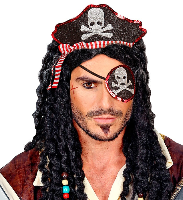 Kleiner Piratenhut mit schwarzer Augenklappe für Kinder