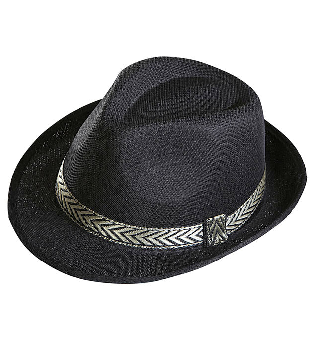 Schwarzer Fedora Panama Hut für Fasnacht und Mottopartys