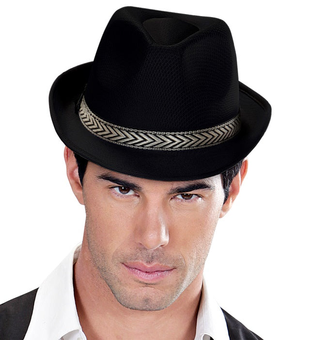 Schwarzer Fedora Panama Hut für Fasnacht und Mottopartys