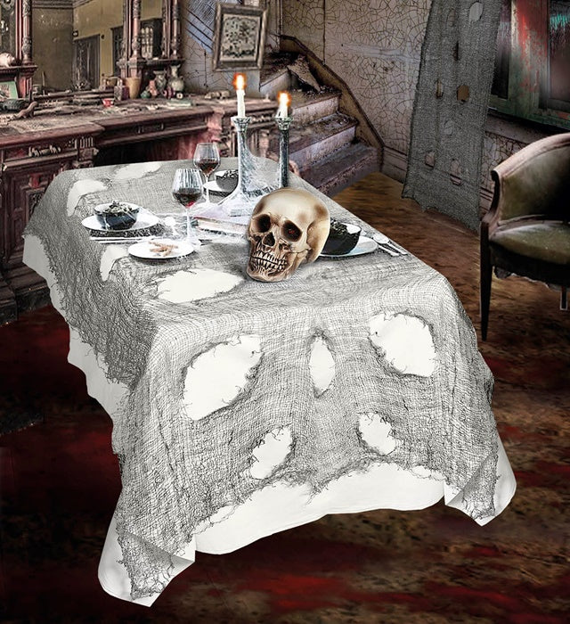 Grauer Horrorstoff 60x300 cm für Fasnacht und Halloween Dekoration
