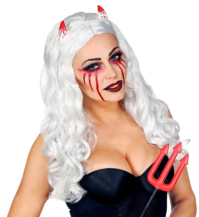 Satan Perücke in rot-schwarz als Kostümzubehör für Halloween und Fasnacht