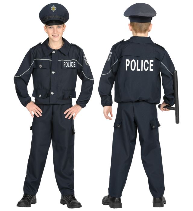 Polizist Kostüm Set mit Oberteil, Hose und Mütze für Fasnacht