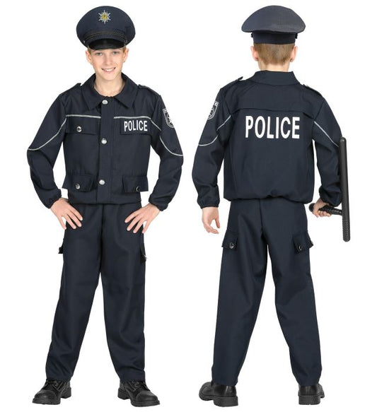 Polizist Kostüm Set mit Oberteil, Hose und Mütze für Fasnacht