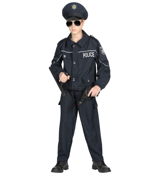 Polizist Kostüm Set mit Oberteil, Hose und Mütze für Fasnacht