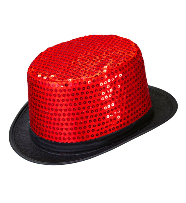 Roter Pailletten-Zylinder 11 cm glänzendes Kostüm-Accessoire